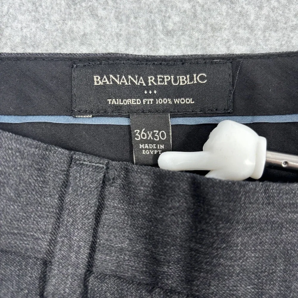 Banana Republic Dress Pants Mens 36x30 Dark Charcoal 100% Wool Tailored Fit